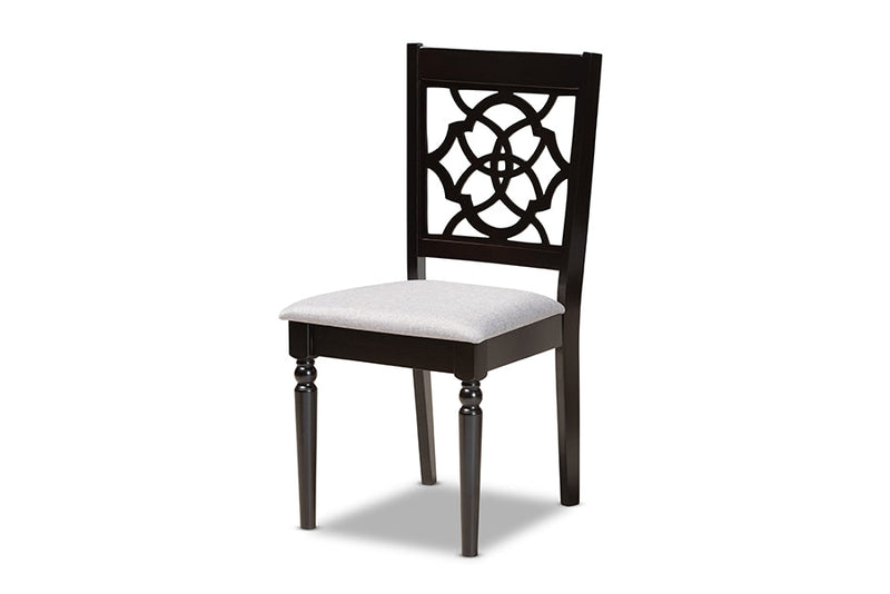 Papua Gray Fabric Upholstered and Dark Brown 7-Piece Dining Set Baxton