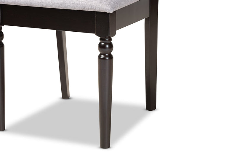 Papua Gray Fabric Upholstered and Dark Brown 7-Piece Dining Set Baxton