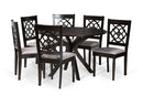 Milena Gray Fabric Upholstered and Dark Brown 7-Piece Dining Set Baxton