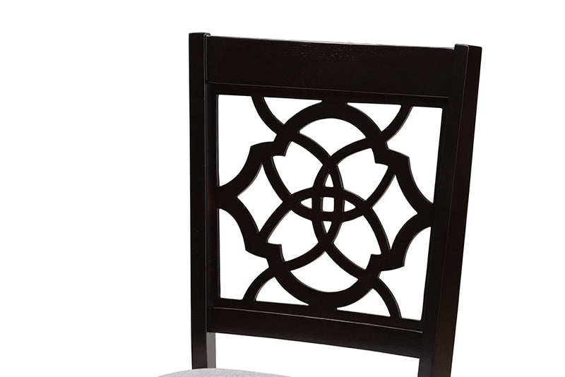 Milena Gray Fabric Upholstered and Dark Brown 7-Piece Dining Set Baxton