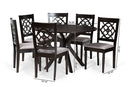 Milena Gray Fabric Upholstered and Dark Brown 7-Piece Dining Set Baxton
