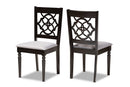 Papua Gray Fabric Upholstered and Dark Brown 2Pc Dining Chair Set Baxton