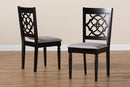 Papua Gray Fabric Upholstered and Dark Brown 2Pc Dining Chair Set Baxton