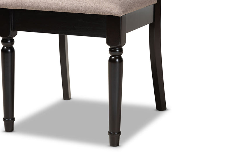 Felisa Sand Fabric Upholstered and Dark Brown 7-Piece Dining Set Baxton