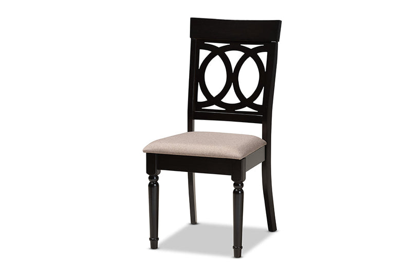 Sasa Sand Fabric Upholstered and Dark Brown 7-Piece Dining Set Baxton