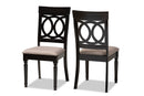 Felisa Sand Fabric Upholstered and Espresso Brown 2Pc Dining Chair Set Baxton