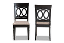 Felisa Sand Fabric Upholstered and Espresso Brown 2Pc Dining Chair Set Baxton