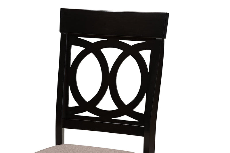 Felisa Sand Fabric Upholstered and Espresso Brown 2Pc Dining Chair Set Baxton