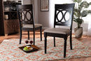 Felisa Sand Fabric Upholstered and Espresso Brown 2Pc Dining Chair Set Baxton