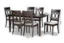 Felisa Gray Fabric Upholstered and Dark Brown 7-Piece Dining Set Baxton