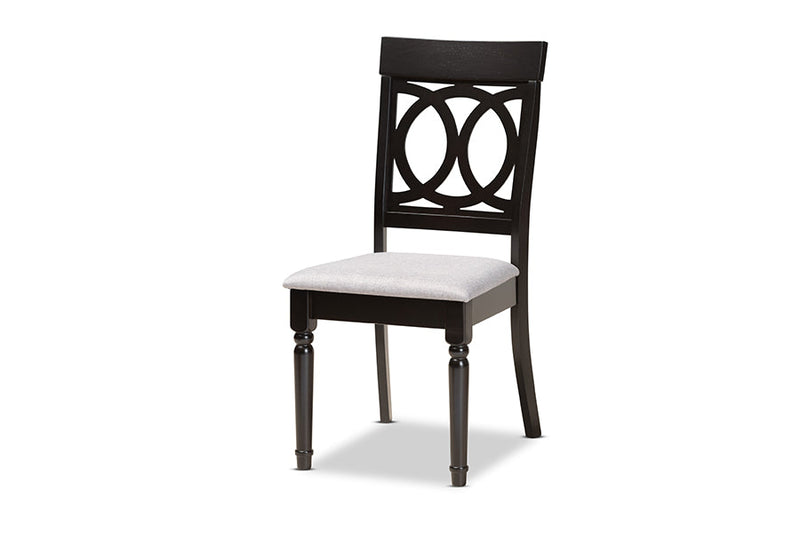 Sasa Gray Fabric Upholstered and Dark Brown 7-Piece Dining Set Baxton