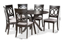 Sasa Gray Fabric Upholstered and Dark Brown 7-Piece Dining Set Baxton