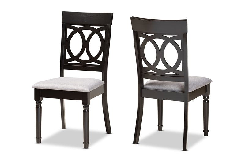 Felisa Gray Fabric Upholstered and Espresso Brown 2Pc Dining Chair Set Baxton