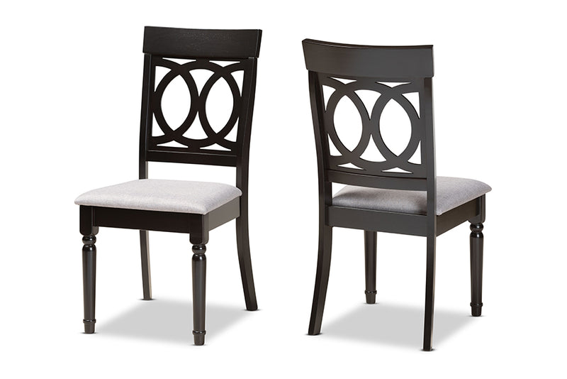 Felisa Modern and Contemporary Gray Fabric Upholstered and Espresso Brown Finished Wood 2-Piece Dining Chair Set