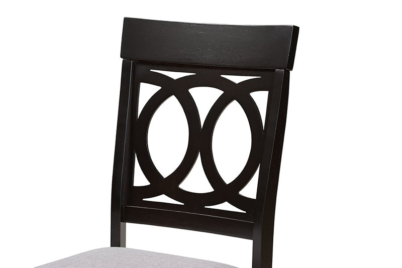 Felisa Gray Fabric Upholstered and Espresso Brown 2Pc Dining Chair Set Baxton