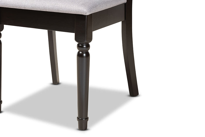Felisa Gray Fabric Upholstered and Espresso Brown 2Pc Dining Chair Set Baxton