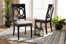Felisa Gray Fabric Upholstered and Espresso Brown 2Pc Dining Chair Set Baxton