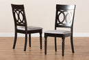 Felisa Gray Fabric Upholstered and Espresso Brown 2Pc Dining Chair Set Baxton