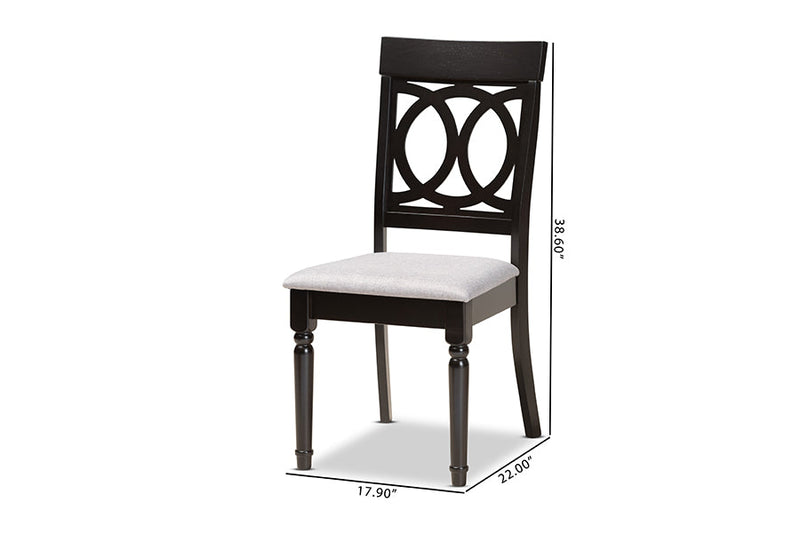 Felisa Gray Fabric Upholstered and Espresso Brown 2Pc Dining Chair Set Baxton