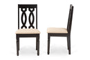 Kaira Sand Fabric Upholstered and Dark Brown 2Pc Dining Chair Set Baxton