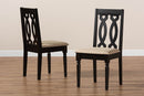 Kaira Sand Fabric Upholstered and Dark Brown 2Pc Dining Chair Set Baxton