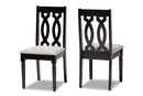 Kaira Gray Fabric Dark Brown 2Pc Dining Chair Set Baxton