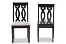 Kaira Gray Fabric Dark Brown 2Pc Dining Chair Set Baxton