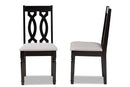 Kaira Gray Fabric Dark Brown 2Pc Dining Chair Set Baxton