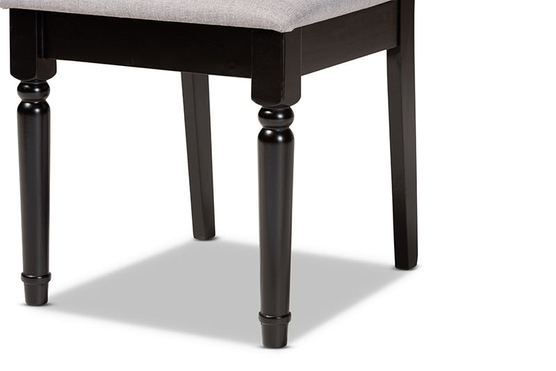 Kaira Gray Fabric Dark Brown 2Pc Dining Chair Set Baxton