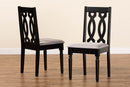 Kaira Gray Fabric Dark Brown 2Pc Dining Chair Set Baxton