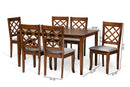 Pamela Gray Fabric Upholstered and Walnut Brown 7-Piece Dining Set Baxton