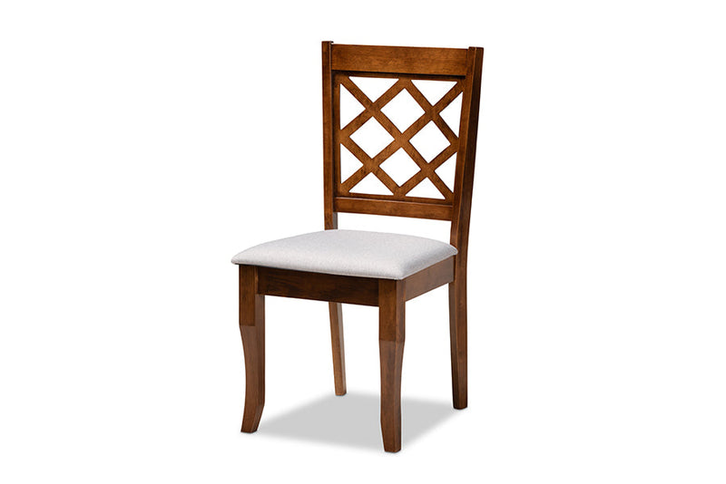 Addison Gray Fabric Upholstered and Walnut Brown 7-Piece Dining Set Baxton