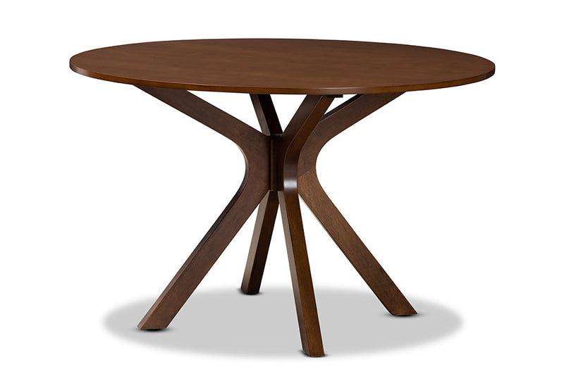 Addison Gray Fabric Upholstered and Walnut Brown 7-Piece Dining Set Baxton