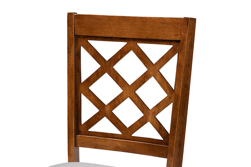 Addison Gray Fabric Upholstered and Walnut Brown 7-Piece Dining Set Baxton