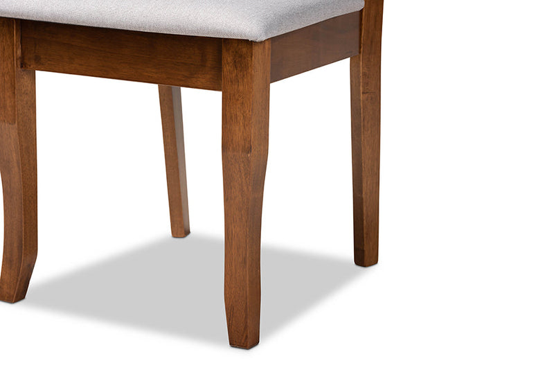 Addison Gray Fabric Upholstered and Walnut Brown 7-Piece Dining Set Baxton