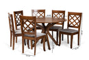 Addison Gray Fabric Upholstered and Walnut Brown 7-Piece Dining Set Baxton