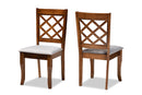 Pamela Gray Fabric Upholstered Walnut 2Pc Dining Chair Set Baxton