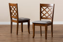 Pamela Gray Fabric Upholstered Walnut 2Pc Dining Chair Set Baxton