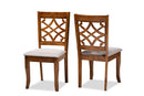 Meike Gray Fabric Upholstered and Walnut Brown 2Pc Dining Chair Set Baxton
