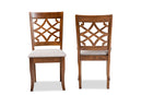Meike Gray Fabric Upholstered and Walnut Brown 2Pc Dining Chair Set Baxton