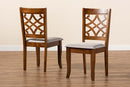 Meike Gray Fabric Upholstered and Walnut Brown 2Pc Dining Chair Set Baxton