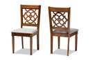Papua Gray Fabric Upholstered and Walnut Brown 2Pc Dining Chair Set Baxton