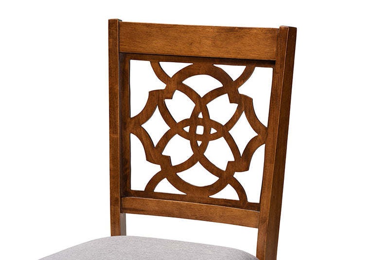 Papua Gray Fabric Upholstered and Walnut Brown 2Pc Dining Chair Set Baxton