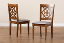 Papua Gray Fabric Upholstered and Walnut Brown 2Pc Dining Chair Set Baxton