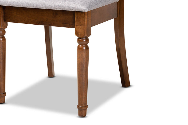 Sasa Gray Fabric Upholstered and Walnut Brown 7-Piece Dining Set Baxton