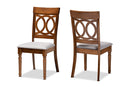 Felisa Gray Fabric Upholstered and Walnut Brown 2Pc Dining Chair Set Baxton