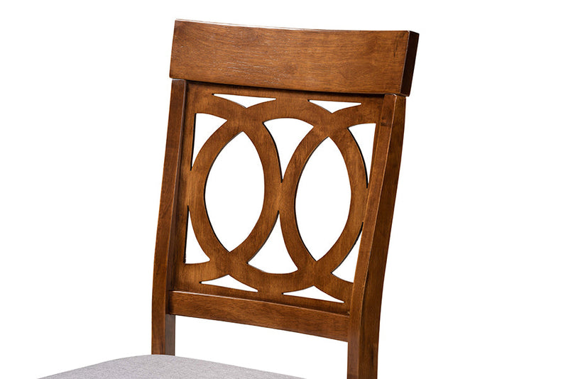 Felisa Gray Fabric Upholstered and Walnut Brown 2Pc Dining Chair Set Baxton