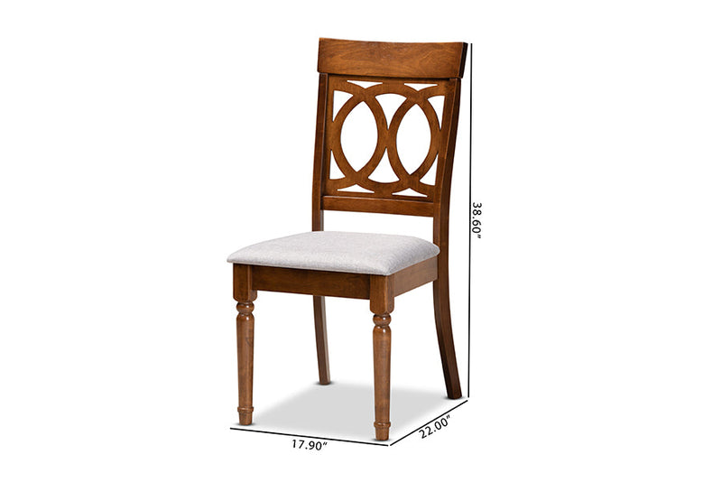 Felisa Gray Fabric Upholstered and Walnut Brown 2Pc Dining Chair Set Baxton