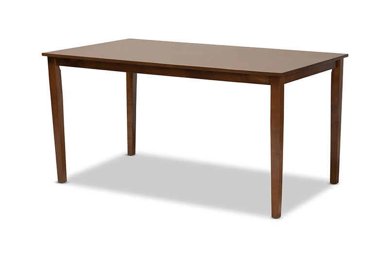 Kaira Modern and Contemporary Gray Fabric Upholstered and Walnut Brown Finished Wood 7-Piece Dining Set