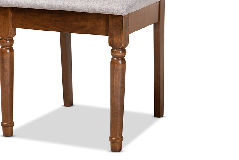 Sabriel Gray Fabric Upholstered and Walnut Brown 7-Piece Dining Set Baxton